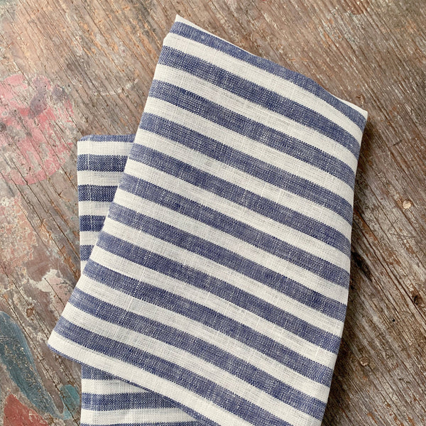 Linen Tea Towel - Blue White Stripe