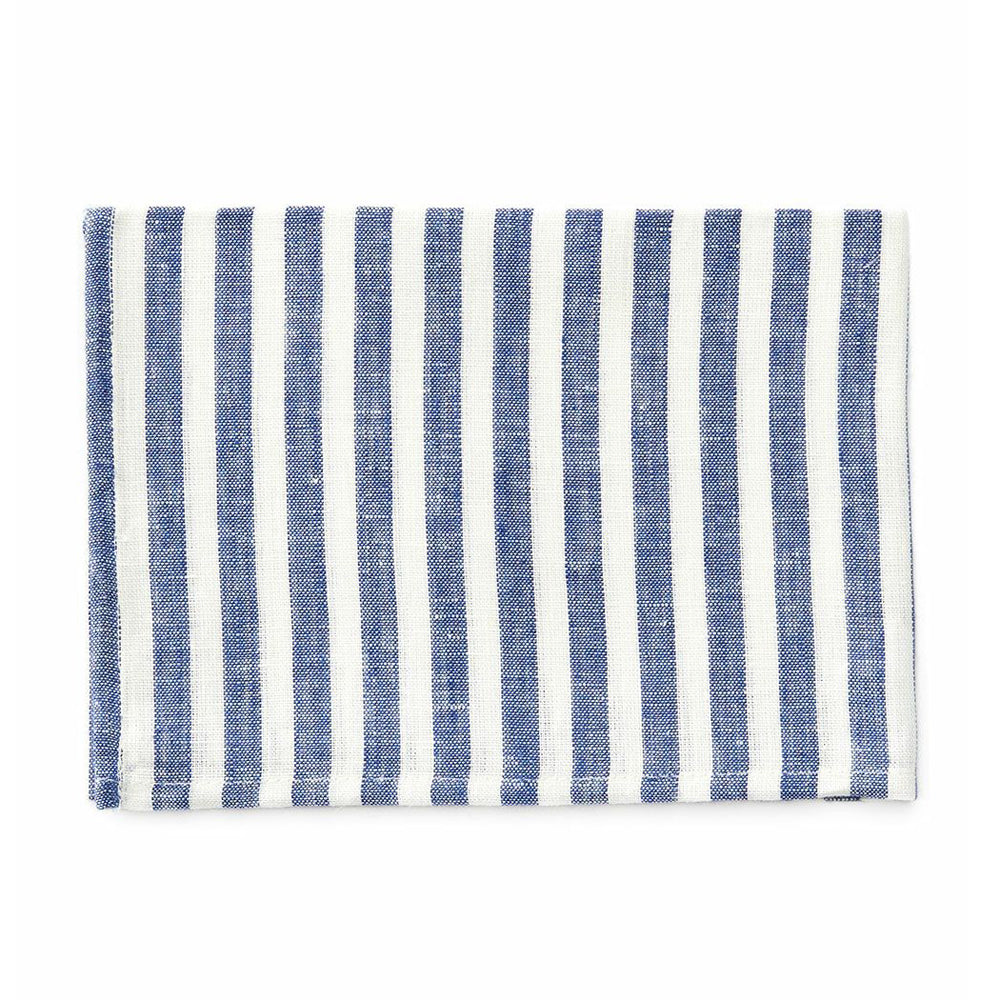 Linen Tea Towel - Blue White Stripe