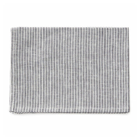 Linen Tea Towel - Grey with White Stripe