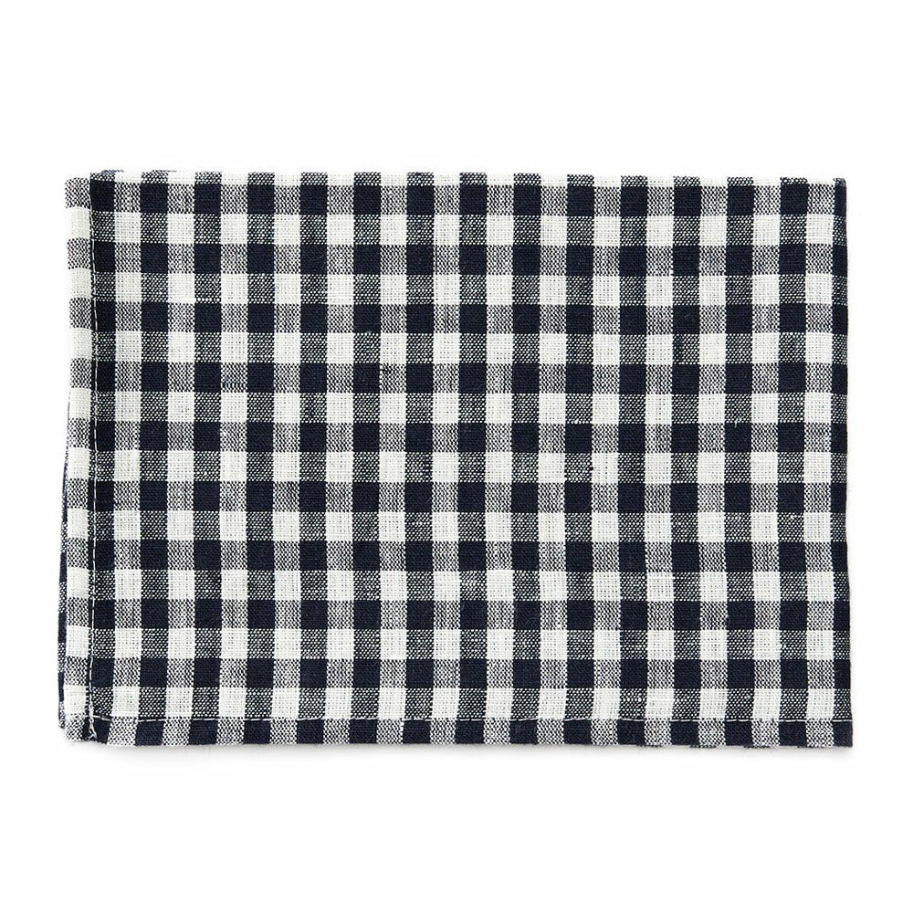 Linen Tea Towel - Navy White Check