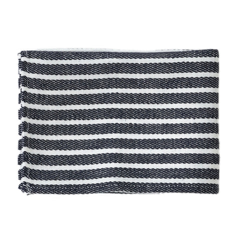 Thick Linen Tea Towel - Navy with White Stripe