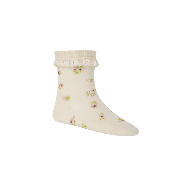 Floral Ankle Socks - Goldie Milk