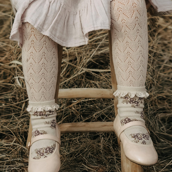 Frill Ankle Socks - Daisy Garden Taupe