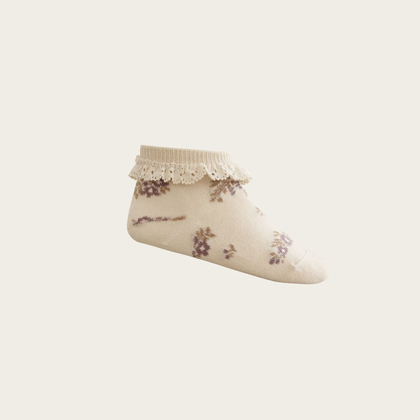 Frill Ankle Socks (Daisy Garden Taupe)