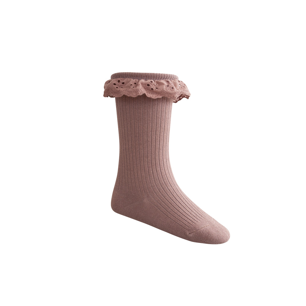 Frill Knee High Socks - Dustywood