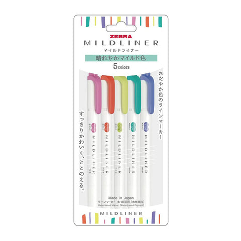 MILDLINER Highlighter 5 colour set - Bright Mild