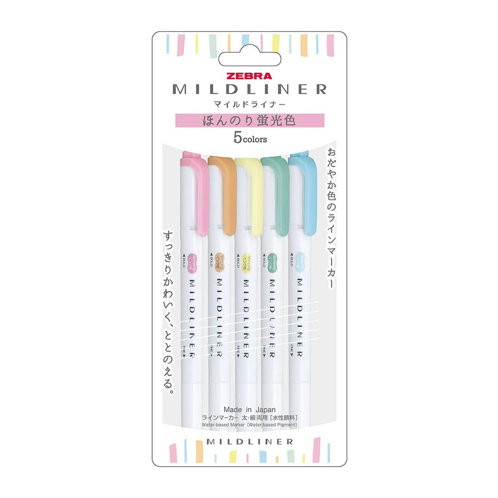 MILDLINER Highlighter 5 colour set - Slightly Fluro
