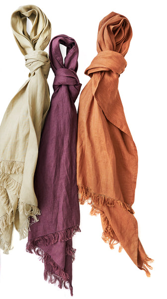 Roserie Linen Scarf - Claret