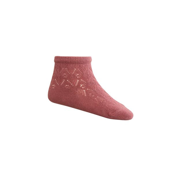 Scallop Weave Ankle Socks - Roselle