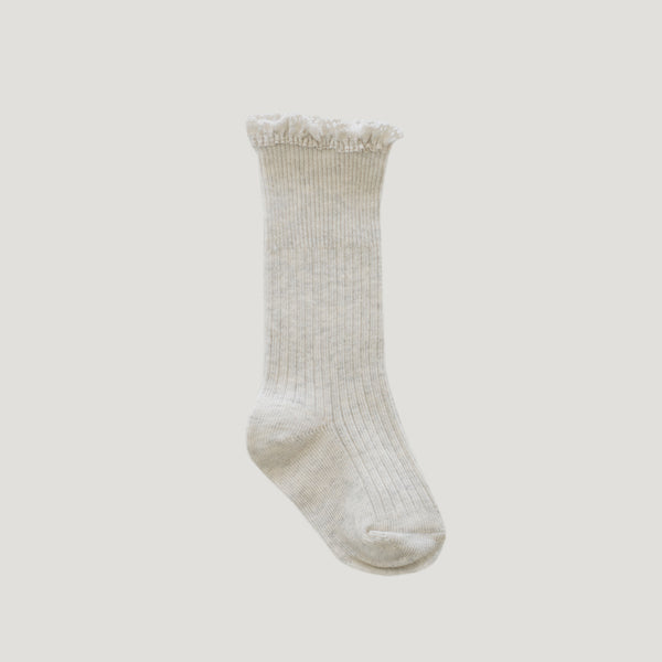 Knee High Frill Socks (Oatmeal)